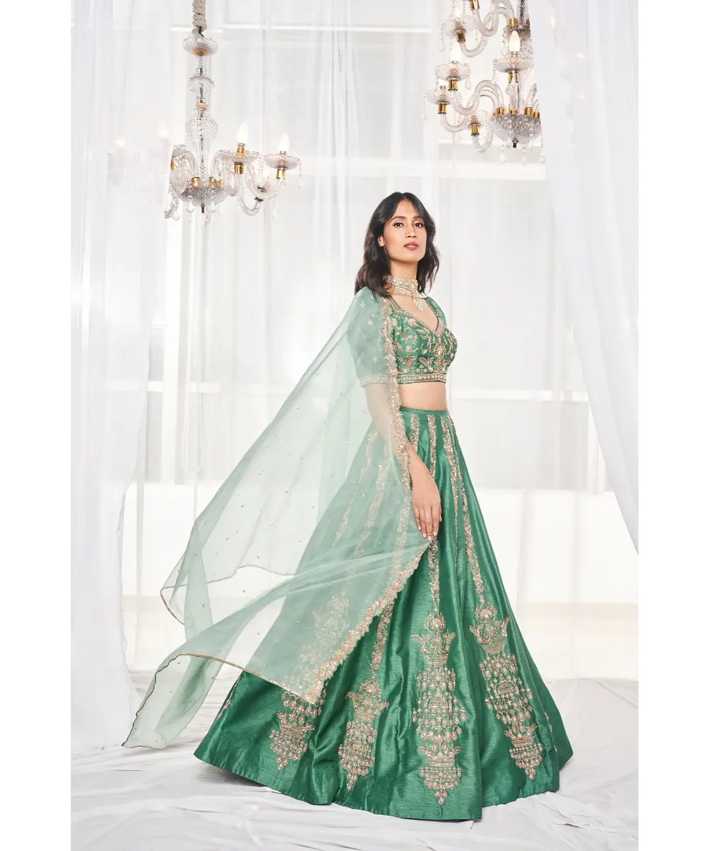 DISHA MUCHHALA- Teal Green Bridal Set
